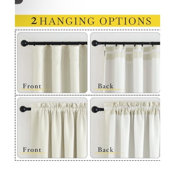 Pair of 52x90 Light Blocking Faux Linen Curtains Beige Pinch Pleated Drapes - Picture 2 of 4